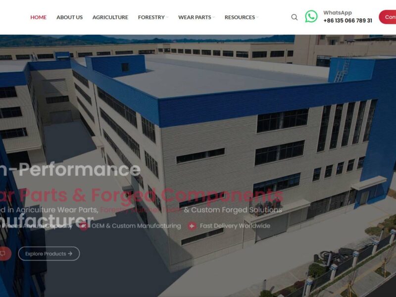 Screenshot of baurongwearparts.com — wear parts manufacturer website built by Mloun