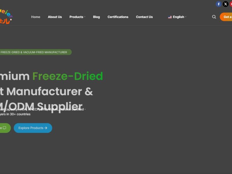 Screenshot of fdtastyfood.com — freeze-dried food manufacturer website built by Mloun
