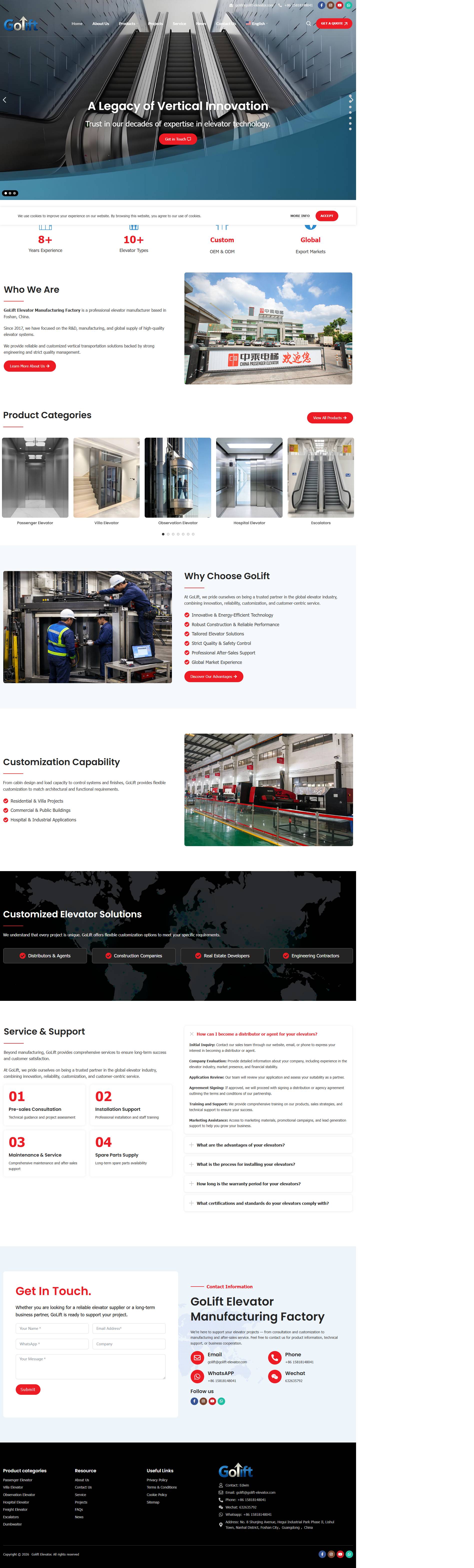 Golift Elevator full-page website screenshot